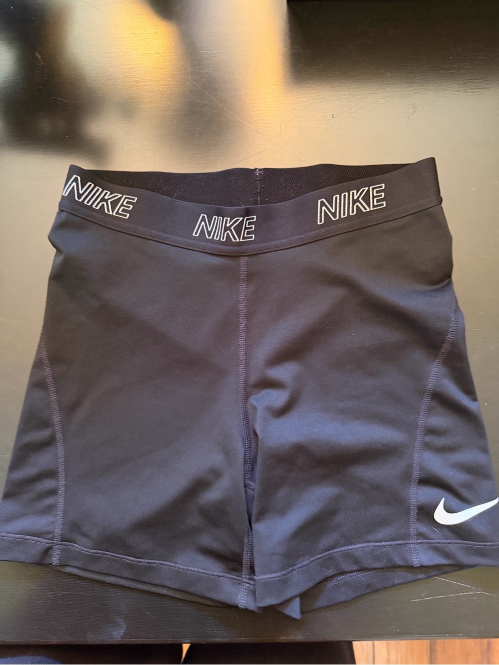 Nike Black Womens Bike Shorts Branded Waistband elastic gym attire Medium